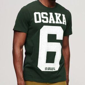 SUPERDRY Men’s Osaka 6 Slim Fit Graphic T-Shirt in Bengreen Marl Size L